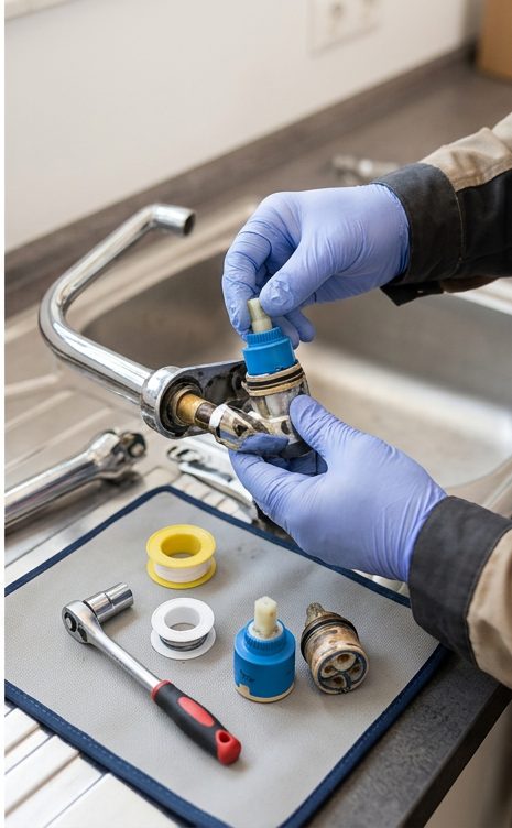Reparatur einer Küchenarmatur