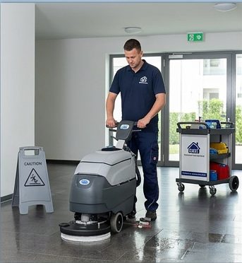 Bodenreinigung im Eingangsbereich