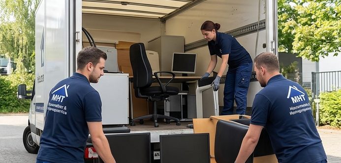 Sofa wird in den Transporter getragen